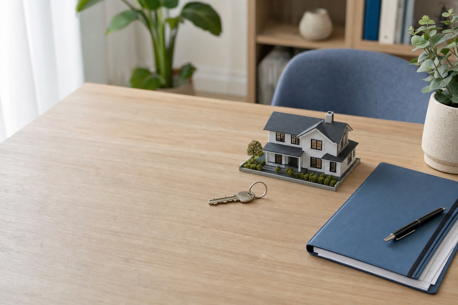 Documents and a house key on a desk representing property division in a Texas divorce